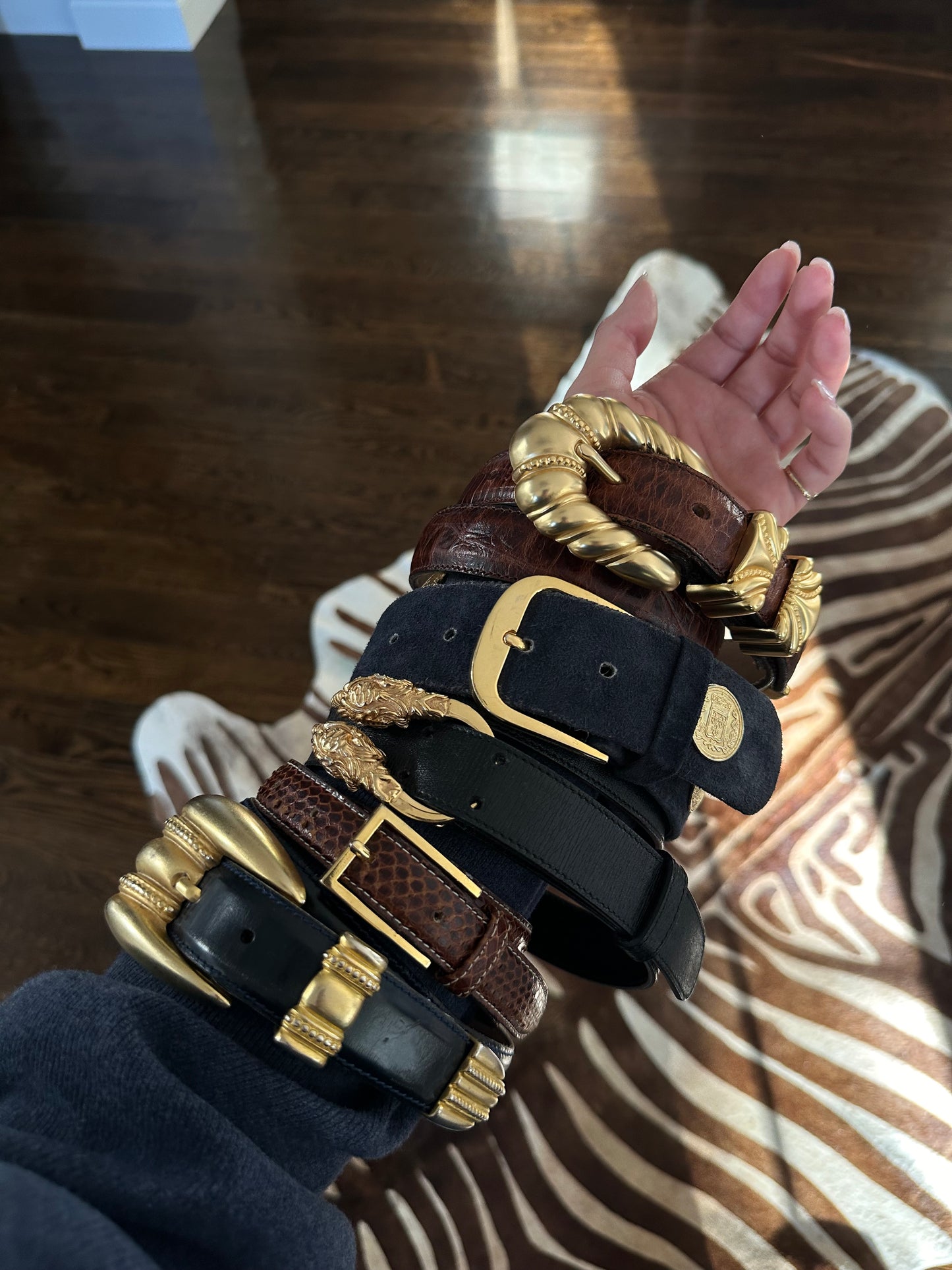 Brown Leather Gold Buckle Belt