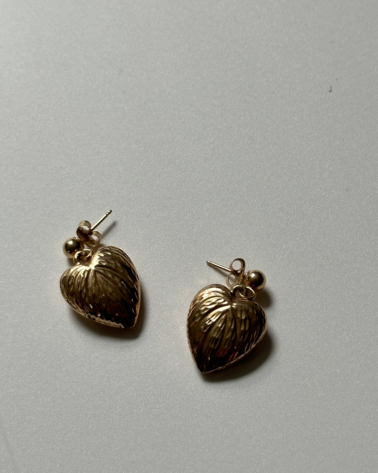 14k Puff Heart Earrings